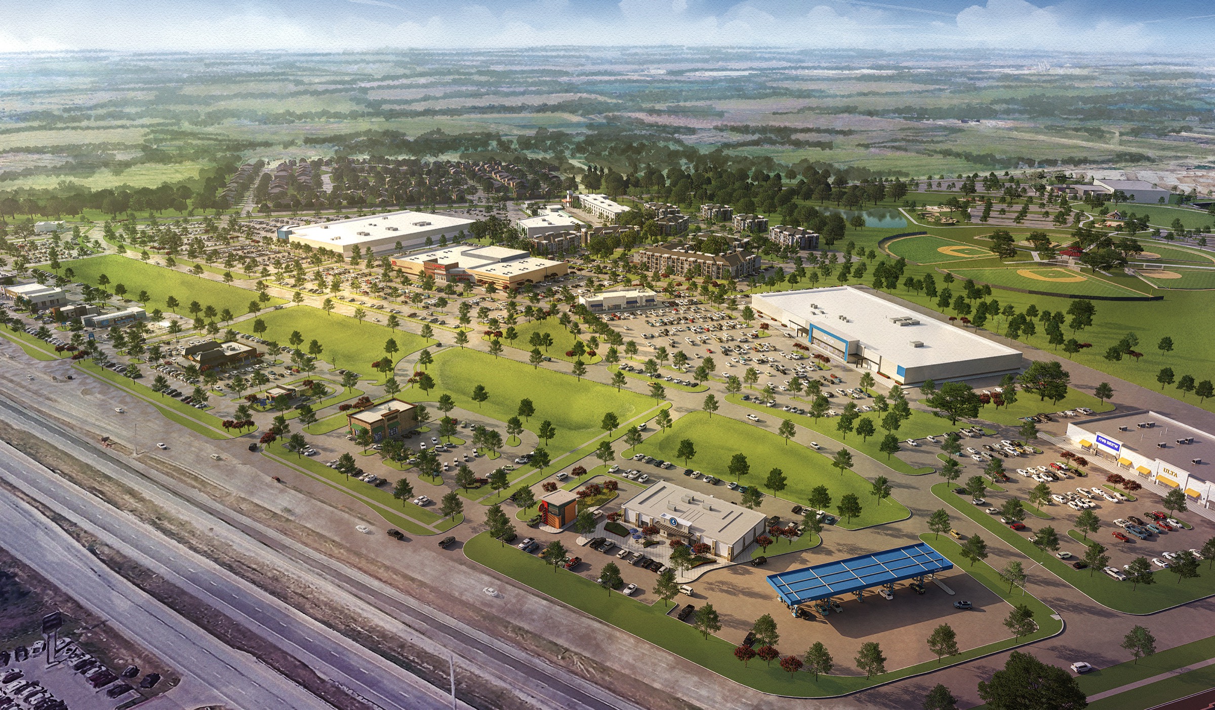 Greenville development alternate aerial perspective